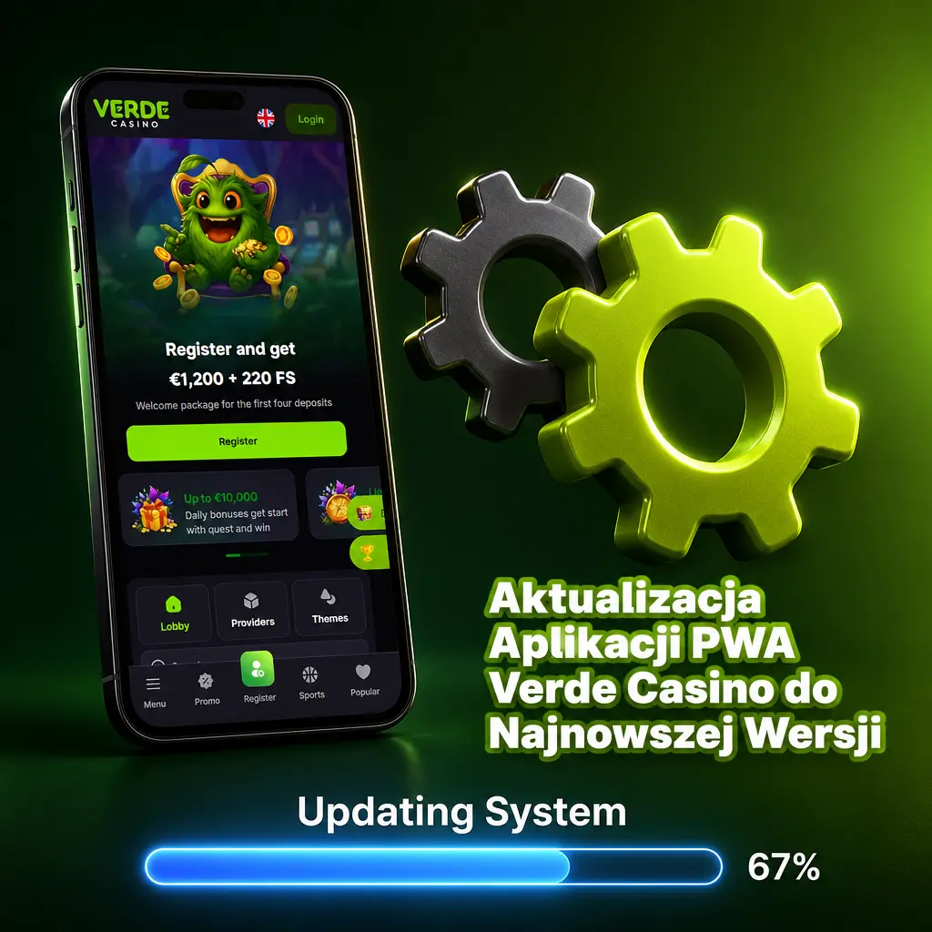 Aktualizacja aplikacji PWA Verde Casino do najnowszej wersji - automatyczna aktualizacja interfejsu bez App Store i Google Play