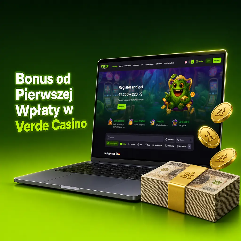 Bonus powitalny Verde Casino: 100% do 5000 PLN i 220 free spinów za pierwszą wpłatę od 100 PLN