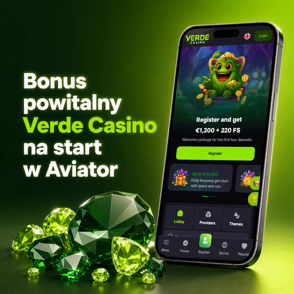 Bonus powitalny Verde Casino 5000 PLN + 220 FS na start w grze Aviator i automatach online