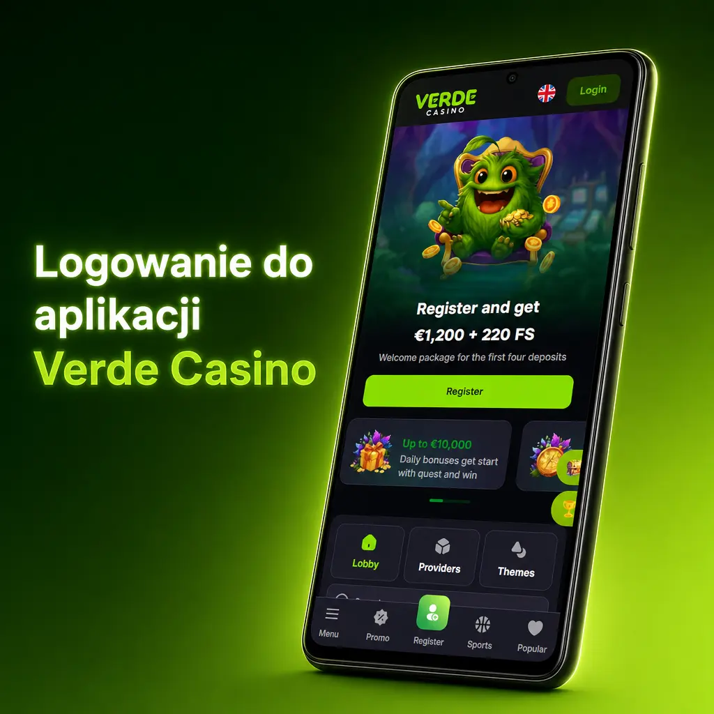 Logowanie do aplikacji Verde Casino za pomocą e-maila, numeru telefonu, hasła lub odcisku palca