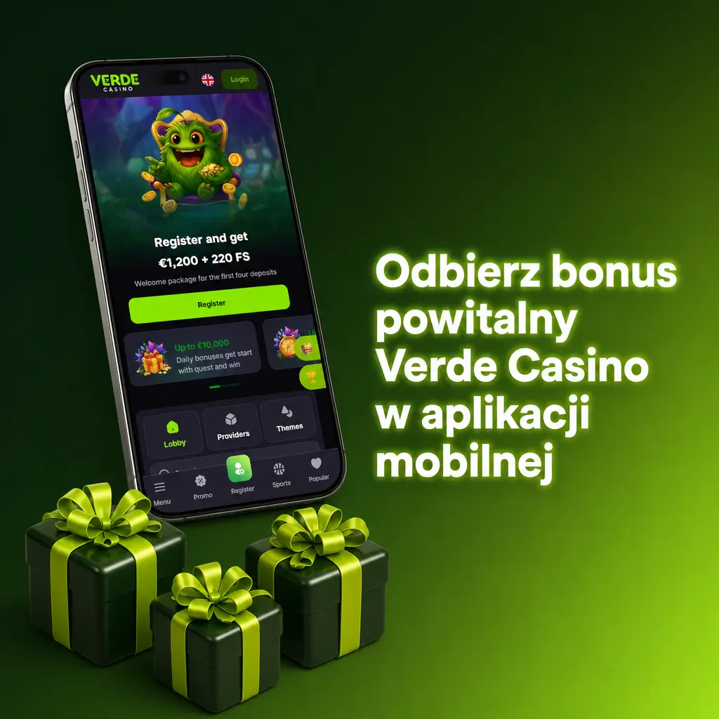 Bonus powitalny Verde Casino w aplikacji mobilnej HTML5 na Androida i iOS, dostępny po wpłacie od 60 PLN