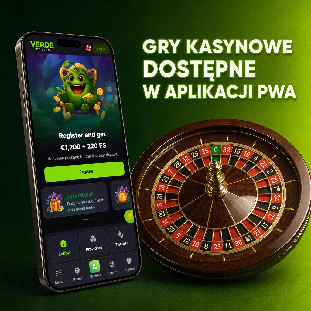 Gry kasynowe dostępne w aplikacji PWA Verde Casino: automaty, ruletka i kasyno na żywo w przeglądarce