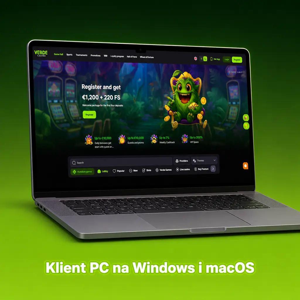 Gry kasynowe Verde Casino dostępne w przeglądarce na Windows i macOS bez instalacji aplikacji