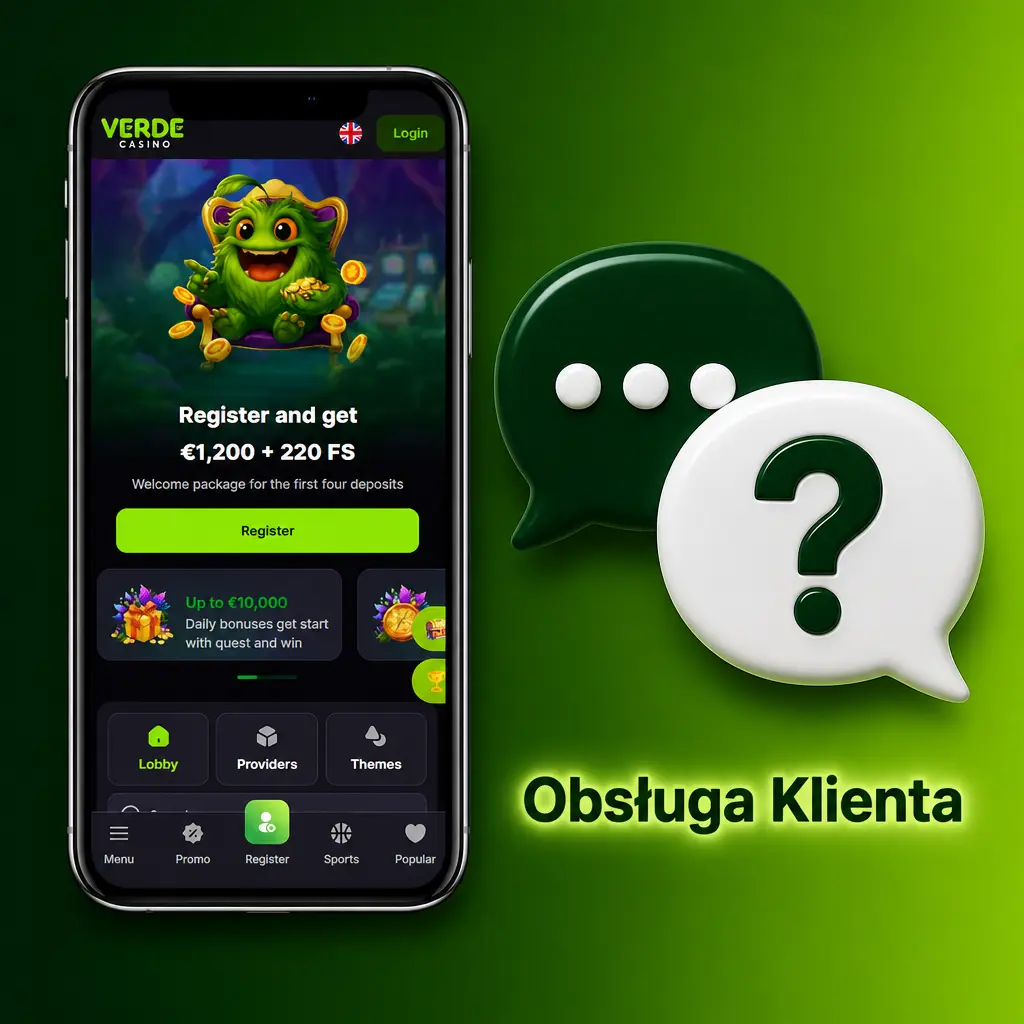 Obsługa klienta Verde Casino: czat na żywo 24/7, formularz kontaktowy i sekcja FAQ w zakładce Pomoc