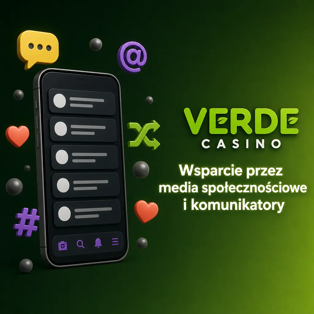 Kontakt z Verde Casino przez Facebook, Telegram, WhatsApp i Twitter – wsparcie, aktualności i odpowiedzi na pytania klientów.